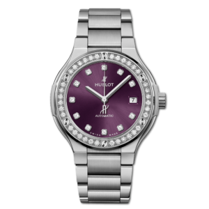 经典融合 一体式链带钛金紫色镶钻