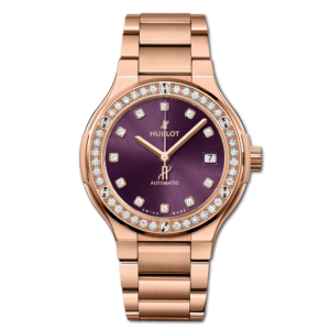 经典融合 一体式链带王金紫色镶钻