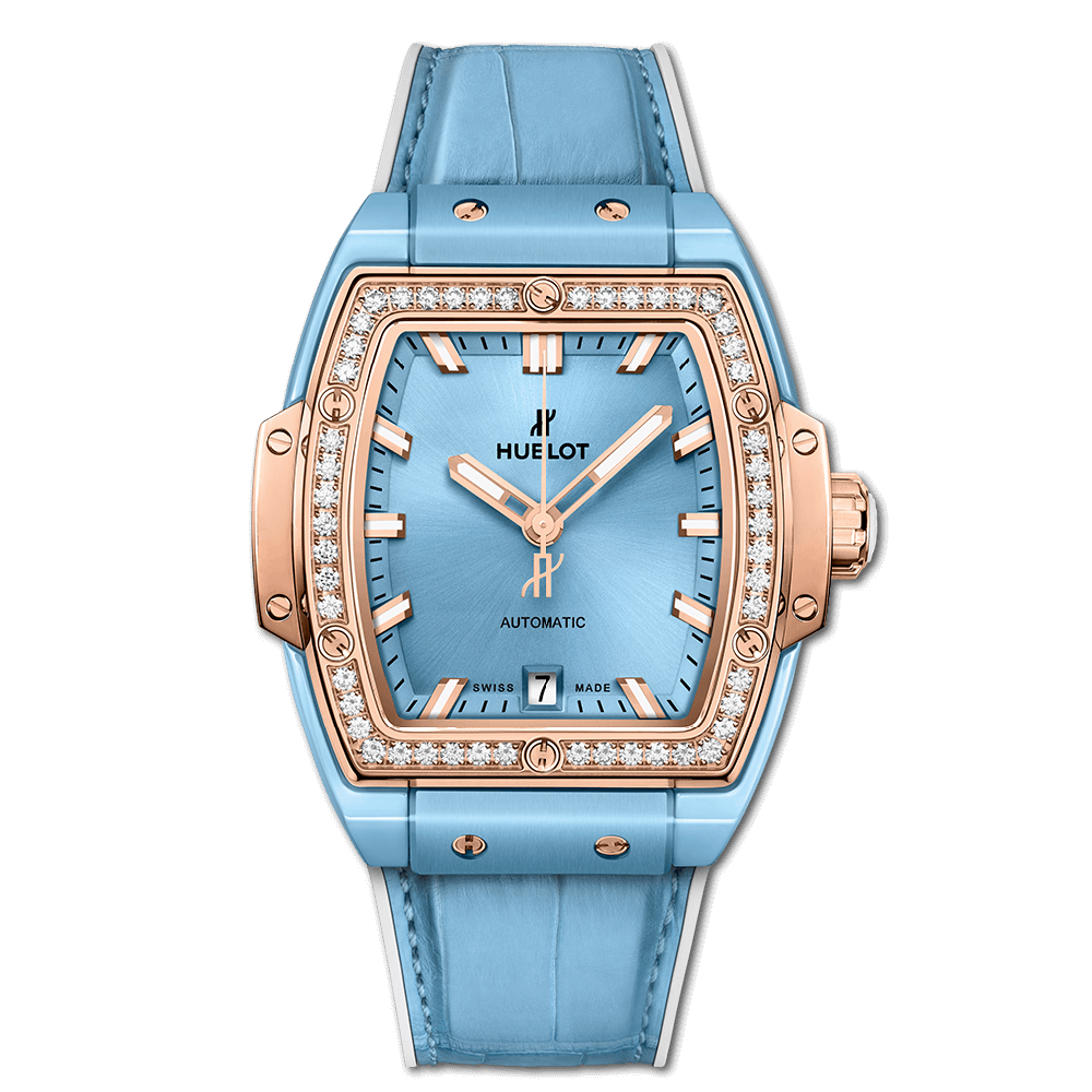 SPIRIT OF BIG BANG LIGHT BLUE CERAMIC KING GOLD DIAMONDS