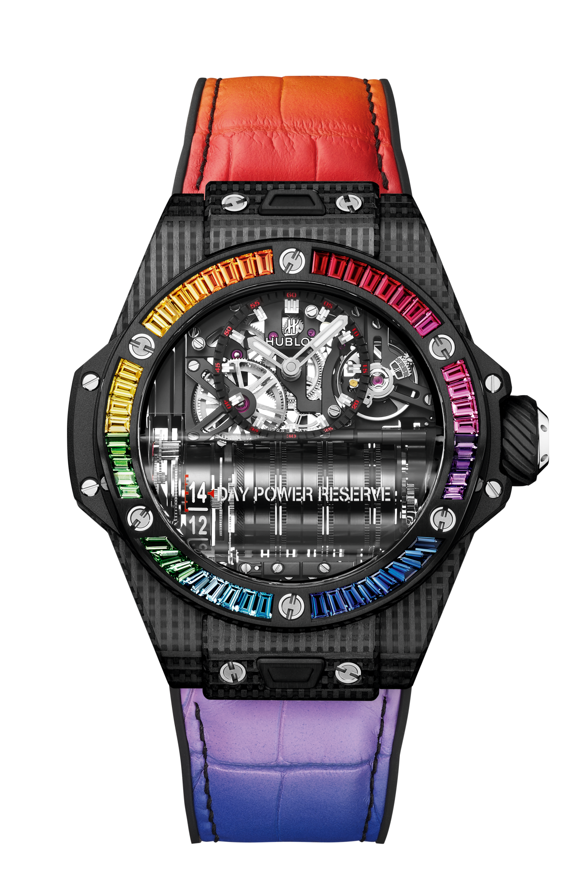 BIG BANG MP-11 POWER RESERVE 14 DAYS 3D CARBON RAINBOW